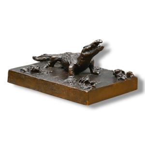 Emilio Bisi - Coccodrillo in Bronzo - Italia Fine XIX Secolo